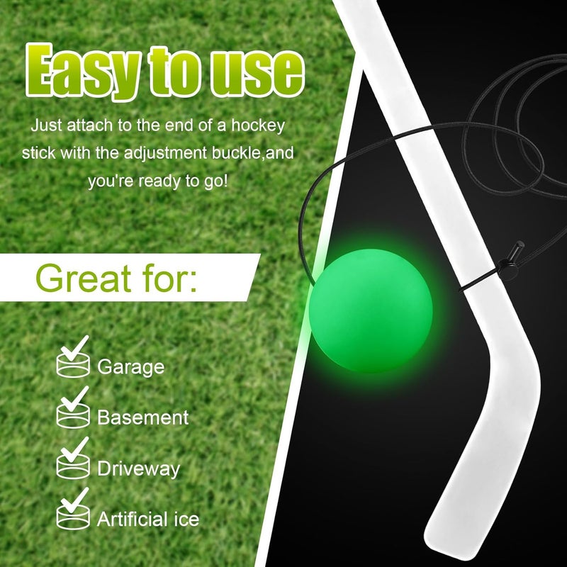 Arrowbash 1 Pcs Hockey Trainer Field Hockey Ball for Solo Hockey Training Street Hockey Balls Glow in The Dark Hockey Stick Handling Balls Portable with Sturdy Bungee Line for Speed Training System - Image 3